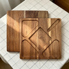 Eco-Friendly Acacia Wood Divided Tray, Stylish Square Wooden Platter for Home, Cafe & Restaurant Use