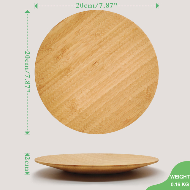 Round Wooden Dinner Plates Patterned Plate Sets for School & Restaurant Kitchen Tools & Dining Utensils