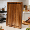 Large Thick Bamboo Cutting Board with Edge Grain Juice Groove Reversible Hand Grips Lifetime Replacement for Kitchen Use