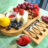 Customizable Mini Bamboo Cheese Board with 4-Piece Cutlery Set Wood Platter Hidden Cutlery Drawer for Cheese Pizza