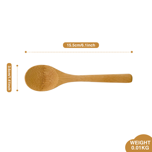 High Quality Customized Logo Bamboo Spoon and Fork 10ml Capacity Natural Wood for Giveaways