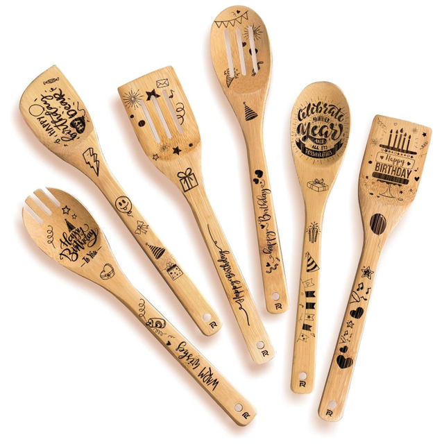 YCZM Bamboo Utensil Set Wooden Cooking Spoons and Spatulas Kitchen Tools Perfect for Nonstick Pan and Cookware