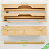 2 in 1 Compatible Bamboo Roll Organizer Holder Wrap Dispenser with Cutter and Logo for Kitchen Drawer