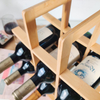Hot Sell Standing Bamboo Wine Glass Bottle Holder, Countertop Storage Wall Wood Wine Display Rack