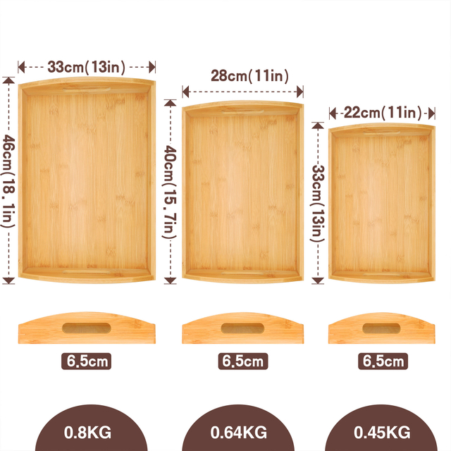 Bamboo Barbecue Tray Household Bamboo Tea Cup Tea Tray Serving Binaural Tray Solid Bamboo Plate