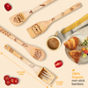 Custom Eco-Friendly Holiday Kitchen Utensils Original Bamboo Laser Logo 6-Piece Flatware Set with Spoon and Spatula