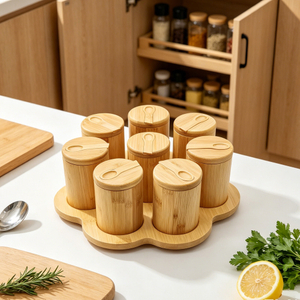 Wholesale Luxurious Salt Containers Kit Camping Hexagonal Spice Box with 7 Individual Compartments & Rotating Tray for Parties
