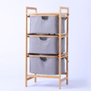 Wholesale Eco-friendly Foldable Clothes 3 Tier Bamboo Laundry Hamper Bamboo Laundry Basket with Storage Bag