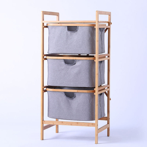 Wholesale Eco-friendly Foldable Clothes 3 Tier Bamboo Laundry Hamper Bamboo Laundry Basket with Storage Bag
