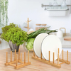 Dish Drying Rack Natural Bamboo Wooden Dishes Drainer Plate Rack Stand Pot Lid Holder Eco Friendly Kitchen Organizer