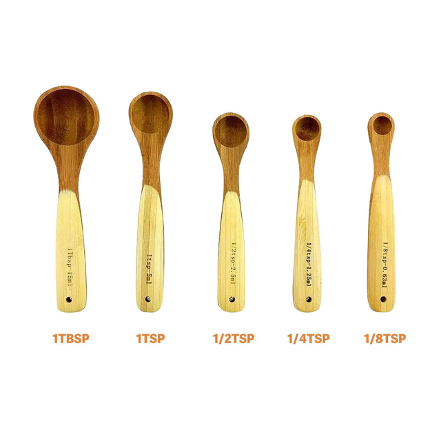 Custom Logo Hot Selling Wooden | 5pcs Wooden Bamboo Measuring Spoon Sets