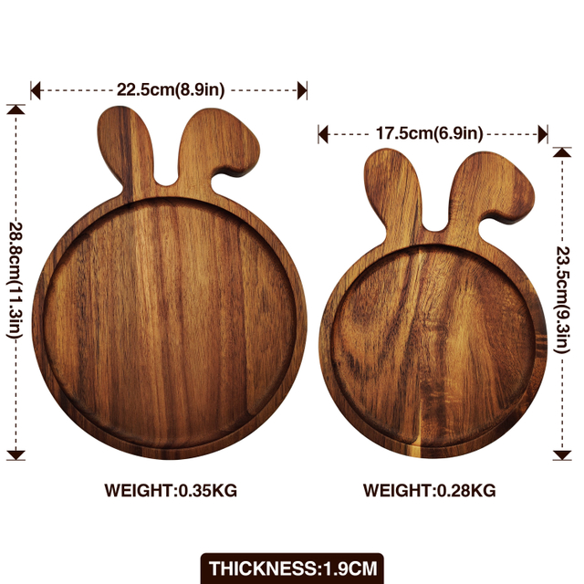 Round Dinner Plates Set Acacia Wooden Plate Dinnerware Sets Customizable logo Wood Flatware Tableware