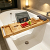 Detachable Bamboo Two-piece Bathtub Caddy Tray Eco-Friendly Luxury Bathtub Accessories Organizer Free Soap Dish for Home Hotel