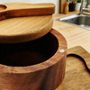 Eco-Friendly Acacia Wood Salt Keeper with Lid, Stylish Spice Storage Box for Home Kitchen & Culinary Use