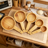 Premium 5-Piece Bamboo Measuring Spoon Set, Natural Bamboo Measuring Cups for Baking, Cooking & Kitchen Prep