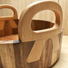 Eco-Friendly Round Acacia Wood Bowl with Handles, Stylish Wooden Serving Basket for Kitchen & Dining