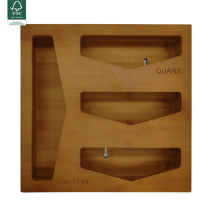 American Style Wood Bamboo Ziplock Storage Organizer Dispenser Hot Sale Plastic Folding Box with Lacquer Technique Xiamen Port