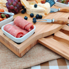 Bamboo Cheese Board Set Magnetic Slide-Out Drawers Charcuterie Plate Set With Ceramic Bowls and Cutlery Knife
