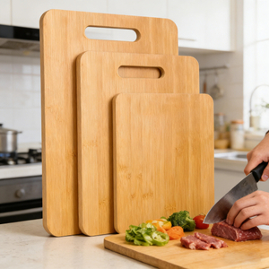 Wholesale 3-Piece Reversible Wood Cutting Chopping and Serving Board Cook Block Set for Kitchen Use Made From Bamboo Wooden