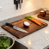 Acacia Wood Cutting Board with Drip Edge, Thick Solid Wood Carving Board for Meat