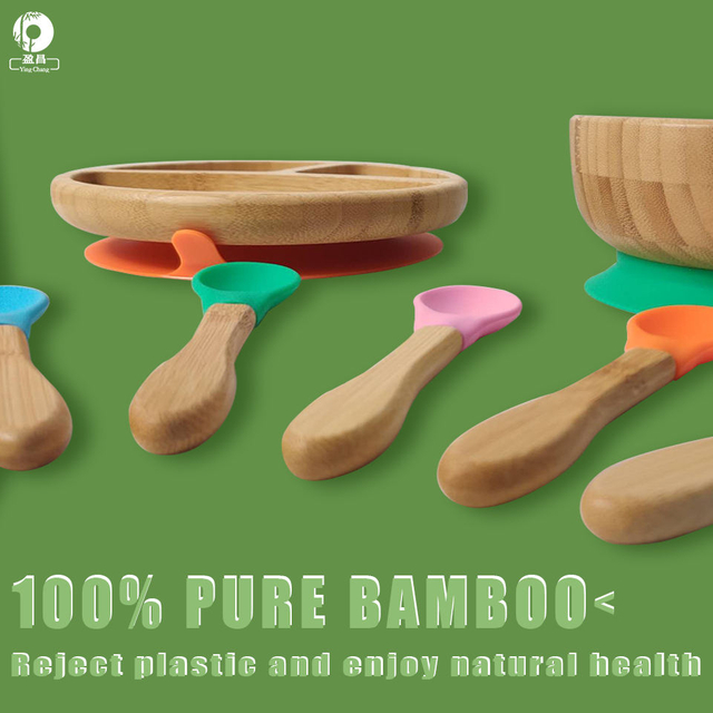 Large Amount of Preferential Natural Environmental Health Tableware | the Bamboo Baby Feeding Tableware Set Comes with a Bib