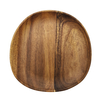 Irregular Round Acacia Walnut Wood Plate Disposable Eco-Friendly European Design for School Occasions for Dinner Dishes Salads