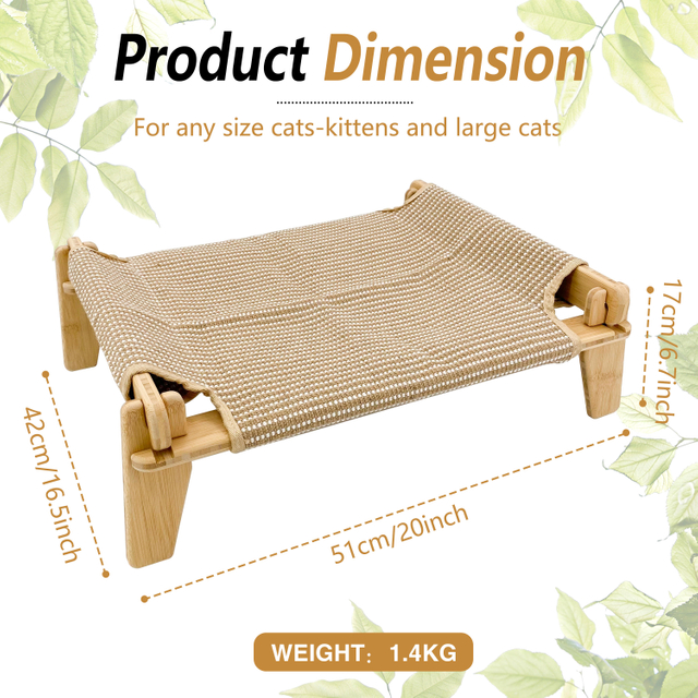 Durable Modern Small Dog Pet Bed Sustainable Bamboo Frame for Indoor Outdoor Cat Scratching Board Wear-Resistant Cat Scratching