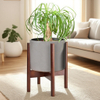 In Stock Mid Century Acacia Wood Plant Stand Varinsh Finished Indoor Planter Holder with Pot Set