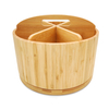 Bamboo Desktop Office Organizer with 6 Wooden Compartments Rotating Pencil Holder Makeup Organizer Compartments