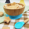 Easy Feed Baby Suction Bowl and Spoon Set, Stay Put Feeding Bowl, Natural Bamboo