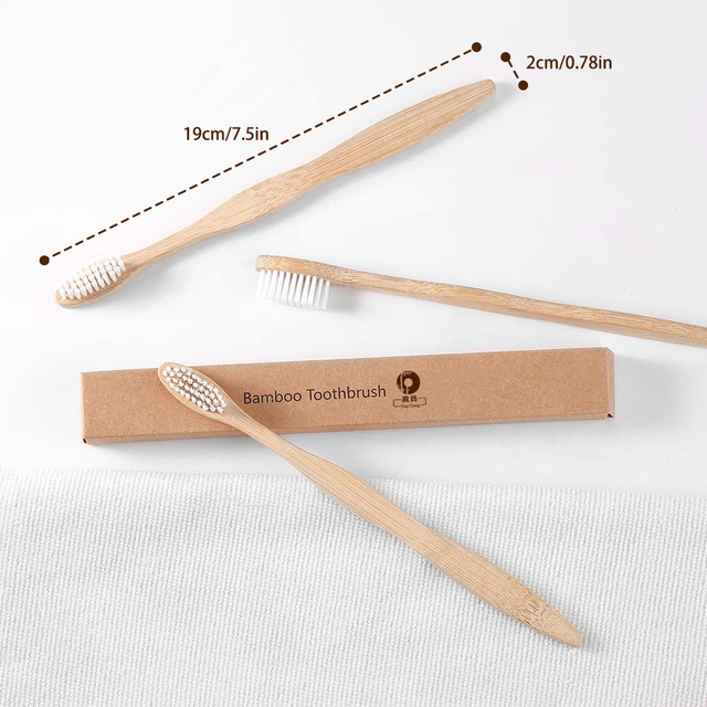 Eco-Friendly Biodegradable Eight-piece Set Bamboo Toothbrush with Durable Soft Charcoal Bristles for Travel