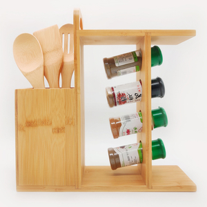 2026 New Products Bamboo Cooking Tools 3 Pieces - Organic Bamboo Cooking Tool Set With Spice Rack