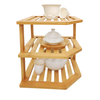 3-Tier Bamboo Corner Shelf for Counter-top Kitchen Dish Drying Rack Multi-function Plate Spice Storage Organizer for Cabinet