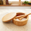 100% Natural Bamboo Wood Sugar Salt Spic Storage Jar Spoon Bamboo Salt Container Box With Lid