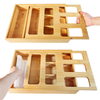 Kitchen Storage Organizer Wall-Mounted Lacquer Finish Bamboo Bag Dispenser Folding Tool Drawers American Style Square New Design