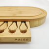 Customizable Mini Bamboo Cheese Board with 4-Piece Cutlery Set Wood Platter Hidden Cutlery Drawer for Cheese Pizza