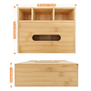 Bamboo-made Tissue Box with Large Capacity and Divided Compartments for Hotels and Office, Customizable with Logo Engraving