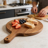 Wholesale Solid Acacia Wood Pizza & Cheese Board Fruit Cutting Bread Serving Board with Handle Chopping Blocks