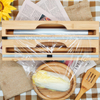 2 in 1 Compatible Bamboo Roll Organizer Holder Wrap Dispenser with Cutter and Logo for Kitchen Drawer