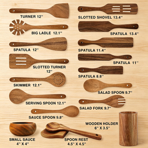 Natural Wooden Spoons for Cooking Wooden Kitchen Utensil Set Made of Natural Solid Wood Material