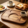 Eco-Friendly Food-Safe Acacia Wood Divided Tray,Durable Multi-Compartment Wooden Serving Board for Home, Cafe and Restaurant Use