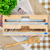 2-in-1 Bamboo Wrap Dispenser with Slide Cutter for Kitchen Drawer Foil & Plastic Wrap Organizer Box for Storage Organization