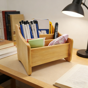 Modern Bamboo Storage Organizer Factory Direct Sales Rectangular Desktop Storage Box Lacquer Technique for Learning Office