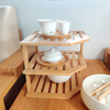 3-Tier Bamboo Corner Shelf for Counter-top Kitchen Dish Drying Rack Multi-function Plate Spice Storage Organizer for Cabinet