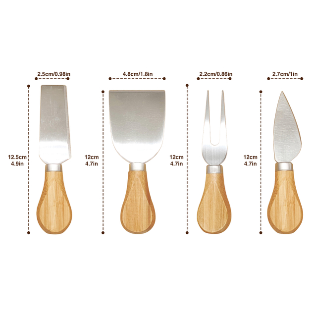Cheap Eco-Friendly Stainless Steel Cheese Slicer Butter Knife Set Cheese Butter Cake Board Cutter Tool Cutting Knife Wooden