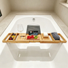 Detachable Bamboo Two-piece Bathtub Caddy Tray Eco-Friendly Luxury Bathtub Accessories Organizer Free Soap Dish for Home Hotel