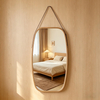 Bamboo Frame Glass Mirror Eco-Friendly Durable Contemporary Design for Bedroom and Bathroom Hanging Decor