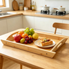 Best Selling Multifunction Modern Single-Tier Portable Standing Type Bamboo Kitchen Serving Tray with Lacquer Finish and Handles