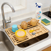 Wholesale Counter Top Bamboo Dish Drying Rack Foldable Collapsible Saving for Kitchen Bathroom Spice Storage Direct Factory