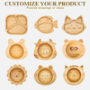 Cute Fox Tableware Babies Learn to Eat Silicone Baby Feeding Set Bamboo Baby Plate with Spoon